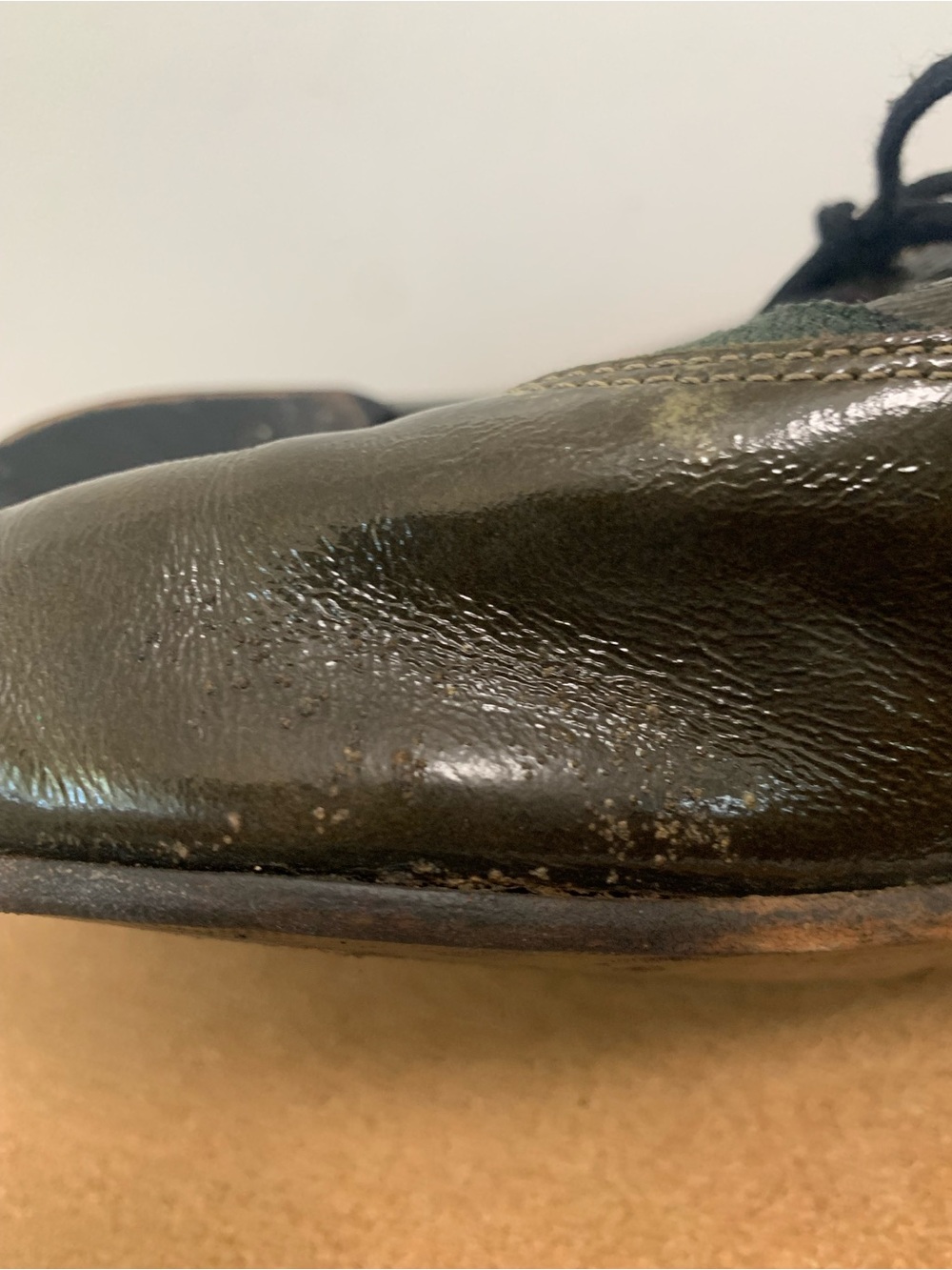 Vintage The Generic Man Men's Olive Green Leather Lace-Up Dress Shoes Sz. 44.5 - Picture 8 of 8